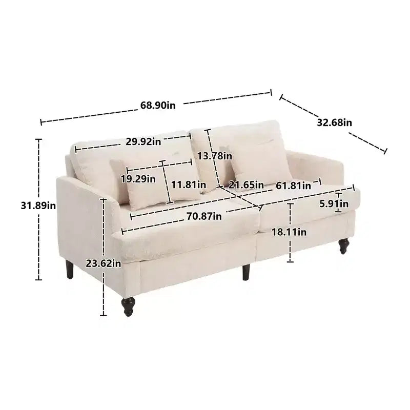 MAYEERTY Causeuse Beige Chenille Scandinave 2 Places pour Salon Lecture