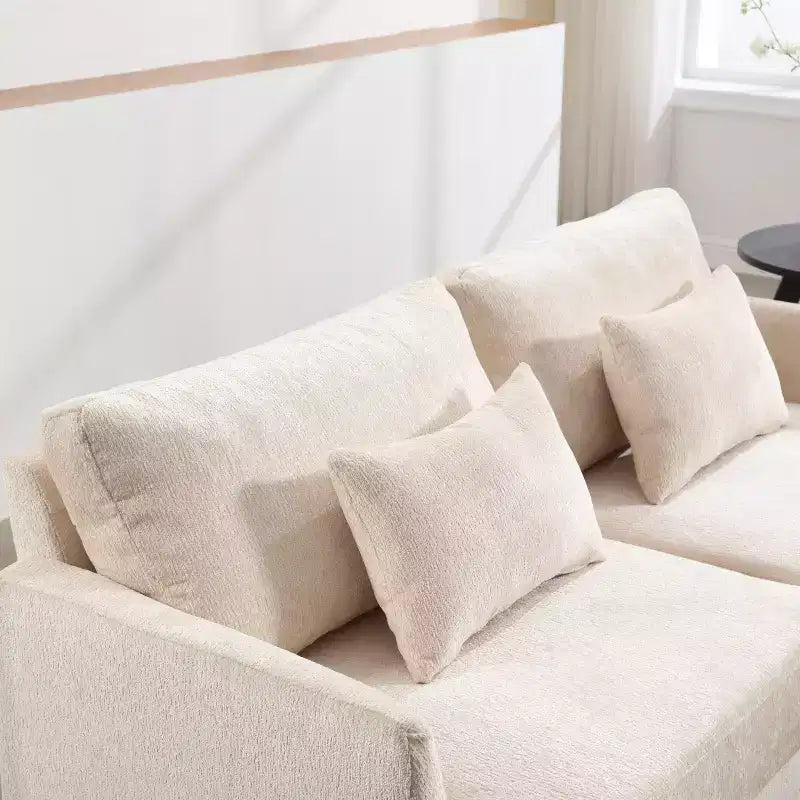 MAYEERTY Causeuse Beige Chenille Scandinave 2 Places pour Salon Lecture