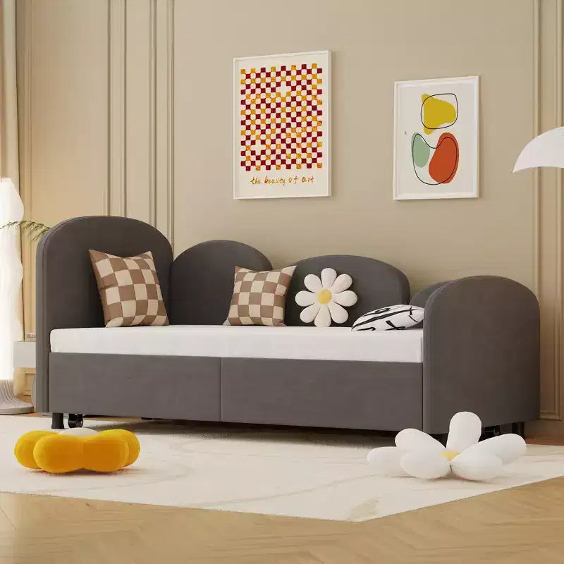 Lit de repos MAYEERTY en velours gris sec, canapé-lit moderne pour salon ou chambre d'enfant