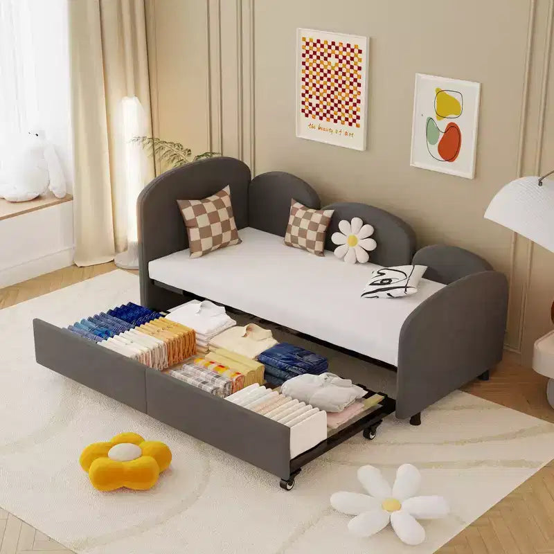 Lit de repos MAYEERTY en velours gris sec, canapé-lit moderne pour salon ou chambre d'enfant
