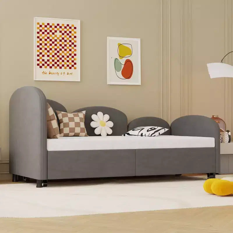 Lit de repos MAYEERTY en velours gris sec, canapé-lit moderne pour salon ou chambre d'enfant