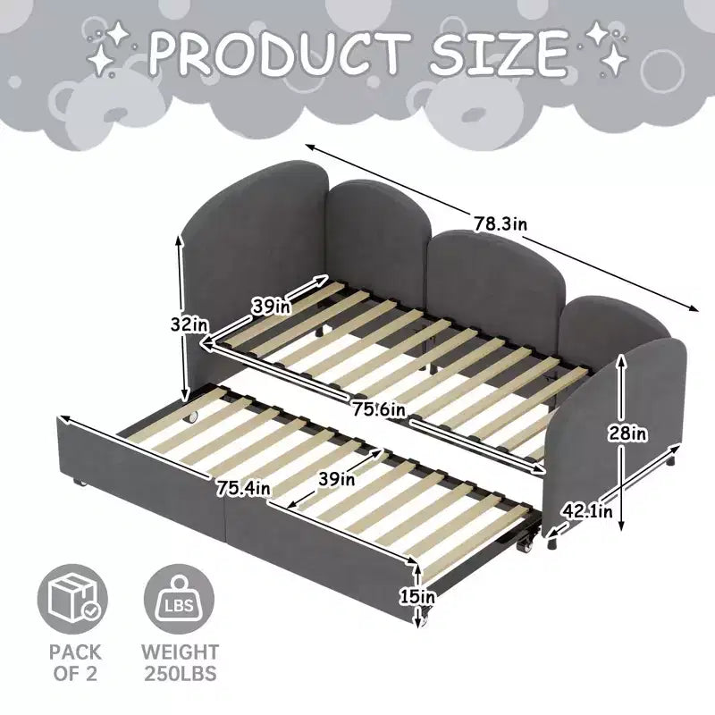 Lit de repos MAYEERTY en velours gris sec, canapé-lit moderne pour salon ou chambre d'enfant