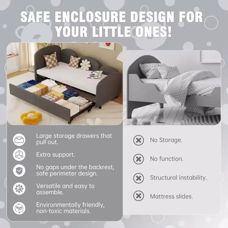 Lit de repos MAYEERTY en velours gris sec, canapé-lit moderne pour salon ou chambre d'enfant