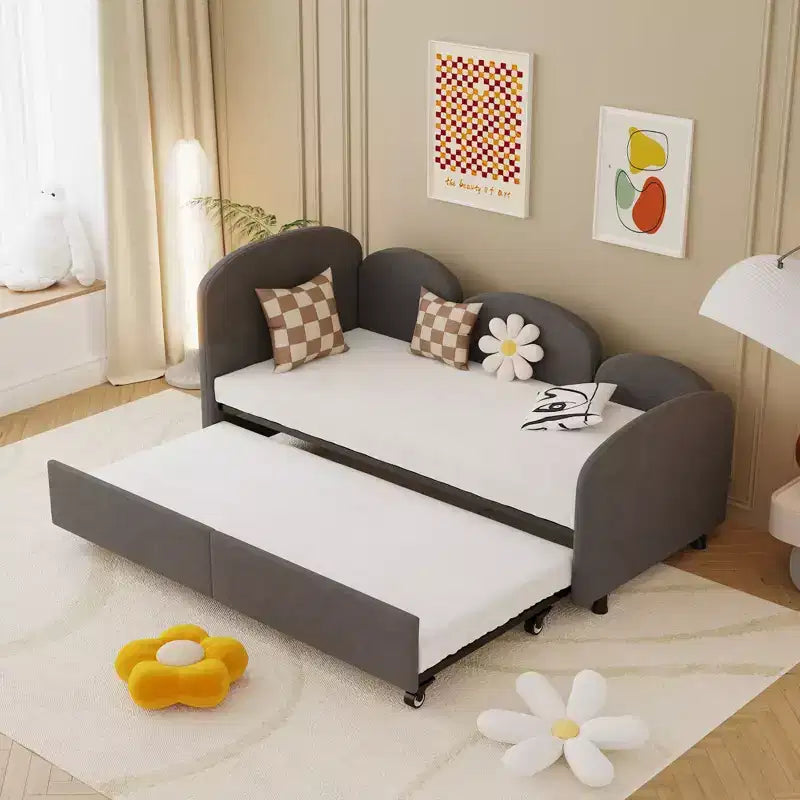 Lit de repos MAYEERTY en velours gris sec, canapé-lit moderne pour salon ou chambre d'enfant
