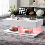 CLIHOME Table basse extensible 41.3-76.7, table basse centrale multifonctionnelle réglable et efficace avec plusieurs compartiments de rangement
