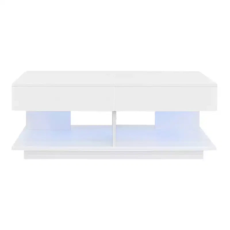 CLIHOME Table basse extensible 41.3-76.7, table basse centrale multifonctionnelle réglable et efficace avec plusieurs compartiments de rangement
