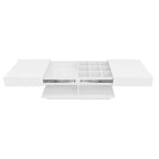 CLIHOME Table basse extensible 41.3-76.7, table basse centrale multifonctionnelle réglable et efficace avec plusieurs compartiments de rangement