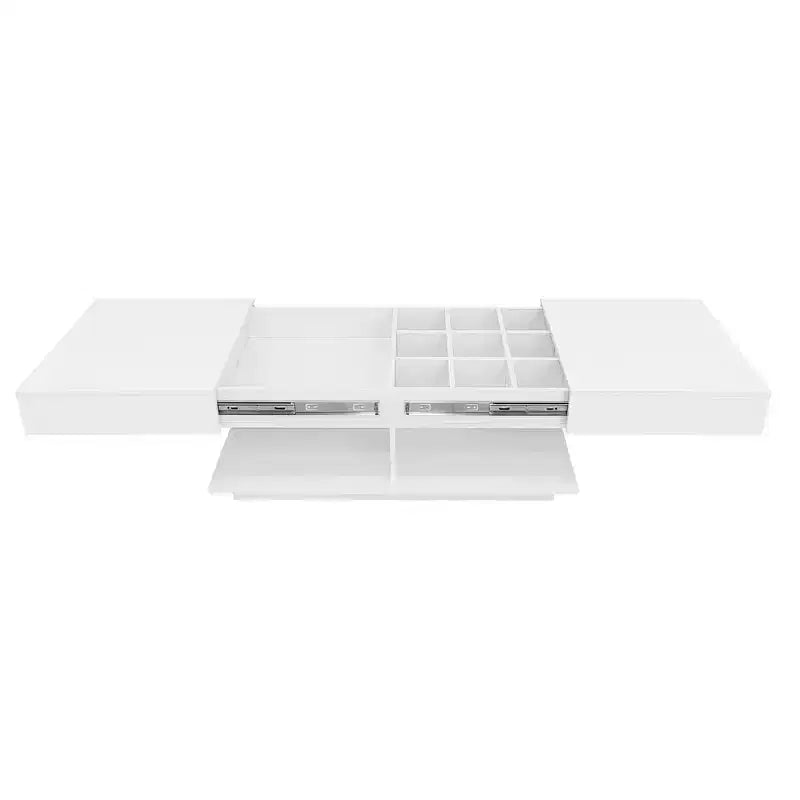 CLIHOME Table basse extensible 41.3-76.7, table basse centrale multifonctionnelle réglable et efficace avec plusieurs compartiments de rangement