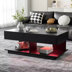 CLIHOME Table basse extensible 41.3-76.7, table basse centrale multifonctionnelle réglable et efficace avec plusieurs compartiments de rangement