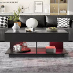 CLIHOME Table basse extensible 41.3-76.7, table basse centrale multifonctionnelle réglable et efficace avec plusieurs compartiments de rangement