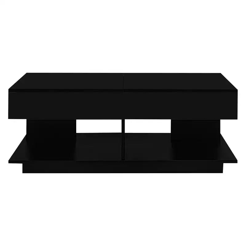 CLIHOME Table basse extensible 41.3-76.7, table basse centrale multifonctionnelle réglable et efficace avec plusieurs compartiments de rangement