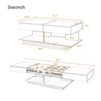 CLIHOME Table basse extensible 41.3-76.7, table basse centrale multifonctionnelle réglable et efficace avec plusieurs compartiments de rangement