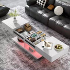 CLIHOME Table basse extensible 41.3-76.7, table basse centrale multifonctionnelle réglable et efficace avec plusieurs compartiments de rangement