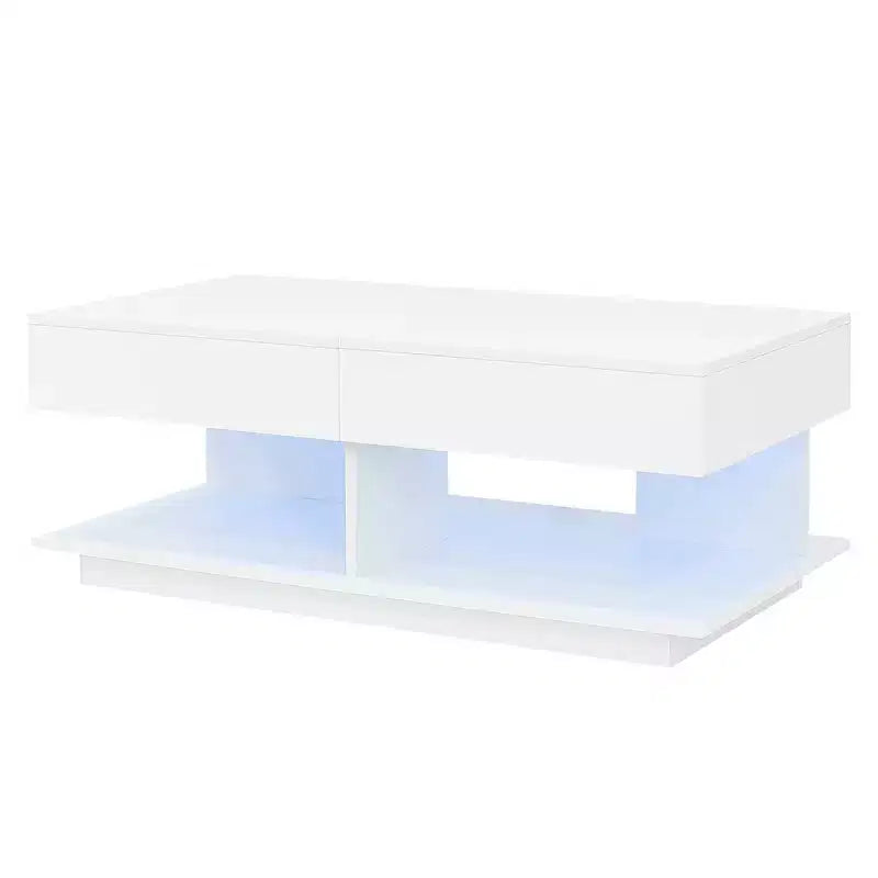 CLIHOME Table basse extensible 41.3-76.7, table basse centrale multifonctionnelle réglable et efficace avec plusieurs compartiments de rangement