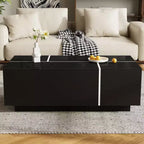 CLIHOME Table Basse Extensible 120-185 cm, Table Basse Multi-Fonctionnelle avec 2 Espaces de Rangement Cachés et 2 Tiroirs