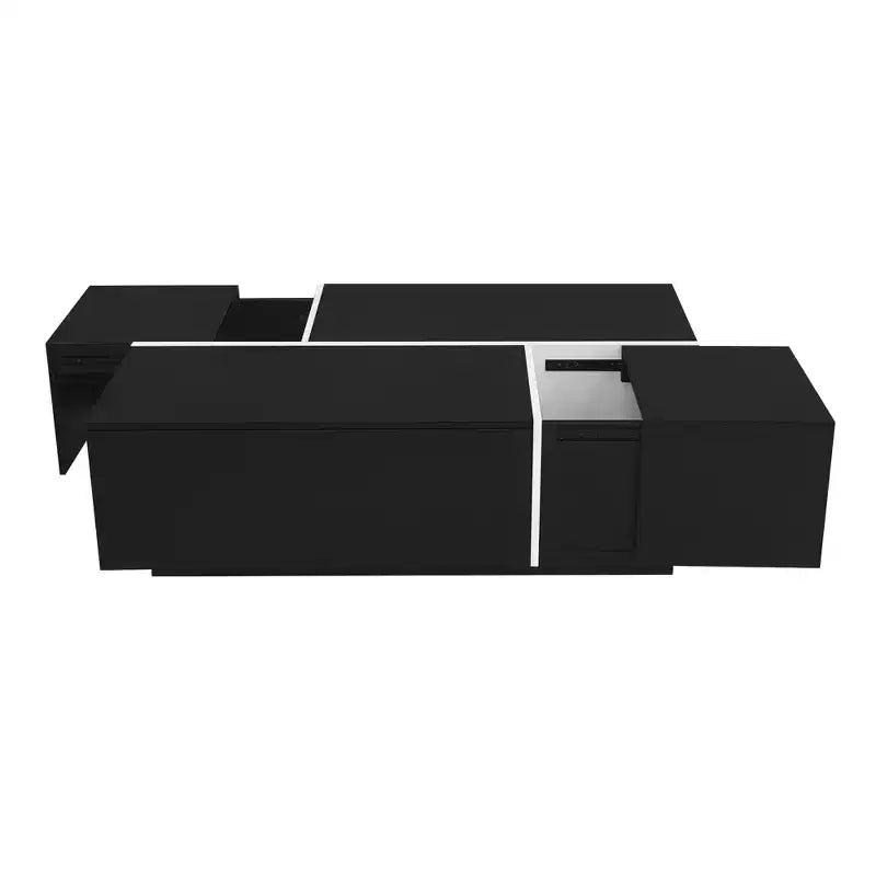 CLIHOME Table Basse Extensible 120-185 cm, Table Basse Multi-Fonctionnelle avec 2 Espaces de Rangement Cachés et 2 Tiroirs