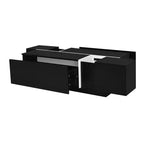 CLIHOME Table Basse Extensible 120-185 cm, Table Basse Multi-Fonctionnelle avec 2 Espaces de Rangement Cachés et 2 Tiroirs