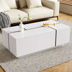 CLIHOME Table Basse Extensible 120-185 cm, Table Basse Multi-Fonctionnelle avec 2 Espaces de Rangement Cachés et 2 Tiroirs