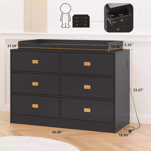 Commode à langer Acekool - Rangement sûr à 6 tiroirs pour bébé