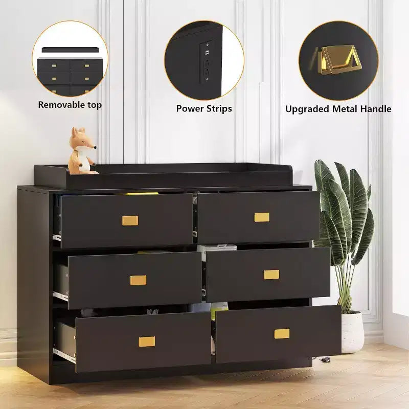 Commode à langer Acekool - Rangement sûr à 6 tiroirs pour bébé