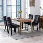 Lot de 2 chaises de salle à manger rétro Okak, chaises confortables rembourrées à dossier capitonné avec garniture cloutée, chaises de cuisine avec pieds en bois massif