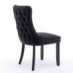 Lot de 2 chaises de salle à manger rétro Okak, chaises confortables rembourrées à dossier capitonné avec garniture cloutée, chaises de cuisine avec pieds en bois massif