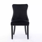 Lot de 2 chaises de salle à manger rétro Okak, chaises confortables rembourrées à dossier capitonné avec garniture cloutée, chaises de cuisine avec pieds en bois massif