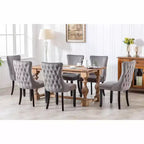 Lot de 2 chaises de salle à manger rétro Okak, chaises confortables rembourrées à dossier capitonné avec garniture cloutée, chaises de cuisine avec pieds en bois massif