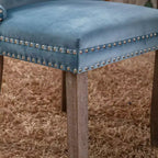 Lot de 2 chaises de salle à manger rétro Okak, chaises confortables rembourrées à dossier capitonné avec garniture cloutée, chaises de cuisine avec pieds en bois massif