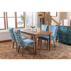 Lot de 2 chaises de salle à manger rétro Okak, chaises confortables rembourrées à dossier capitonné avec garniture cloutée, chaises de cuisine avec pieds en bois massif