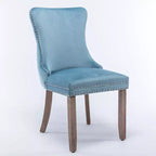 Lot de 2 chaises de salle à manger rétro Okak, chaises confortables rembourrées à dossier capitonné avec garniture cloutée, chaises de cuisine avec pieds en bois massif