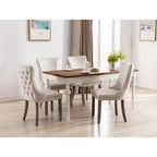 Lot de 2 chaises de salle à manger rétro Okak, chaises confortables rembourrées à dossier capitonné avec garniture cloutée, chaises de cuisine avec pieds en bois massif