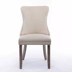 Lot de 2 chaises de salle à manger rétro Okak, chaises confortables rembourrées à dossier capitonné avec garniture cloutée, chaises de cuisine avec pieds en bois massif