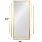 Miroir mural en métal Storied Home avec cadre géométrique, Or