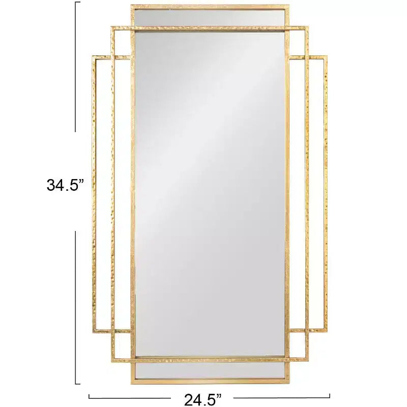 Miroir mural en métal Storied Home avec cadre géométrique, Or