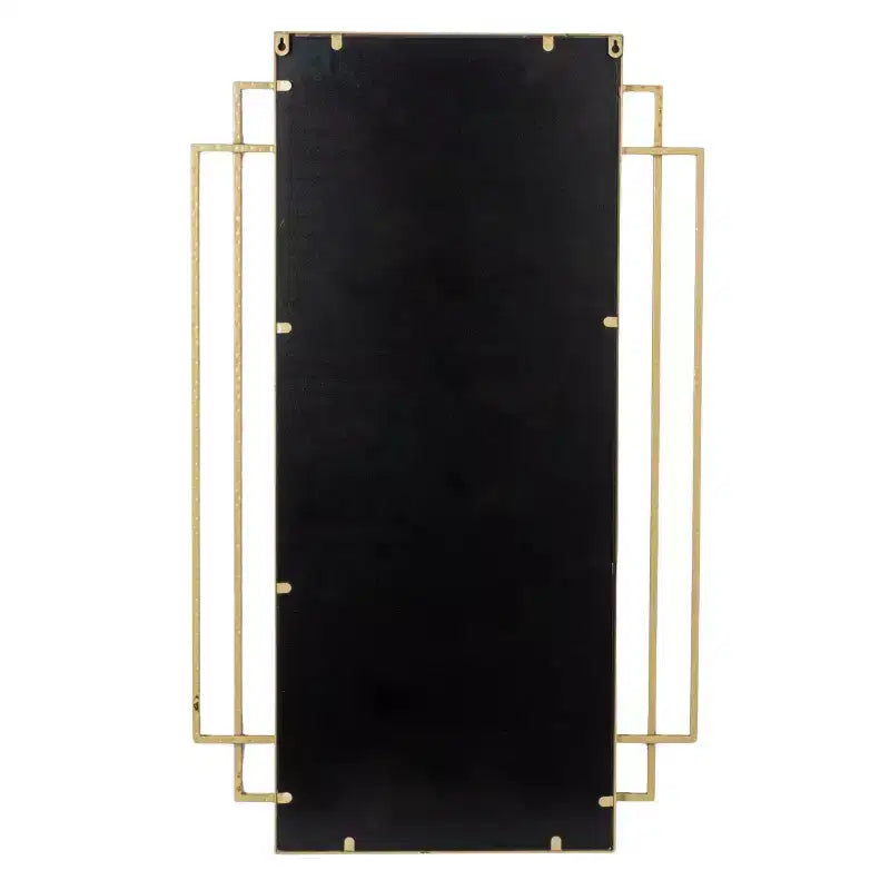 Miroir mural en métal Storied Home avec cadre géométrique, Or