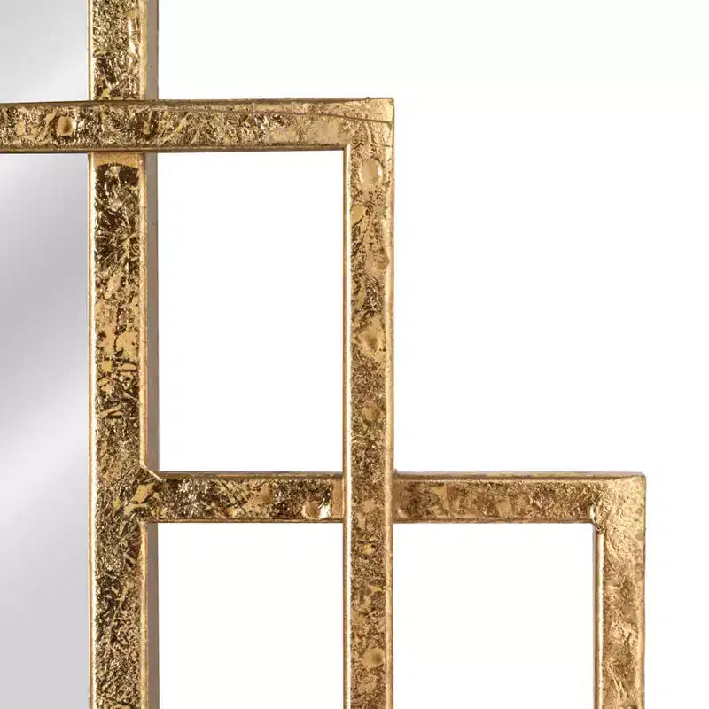 Miroir mural en métal Storied Home avec cadre géométrique, Or