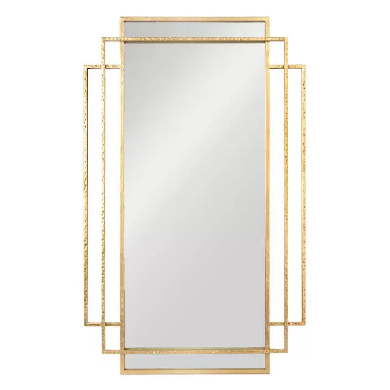 Miroir mural en métal Storied Home avec cadre géométrique, Or