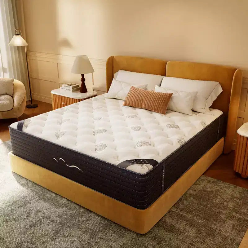 Matelas hybride Swedrea en mousse à mémoire de forme et laine cachemire de densité moyenne, blanc
