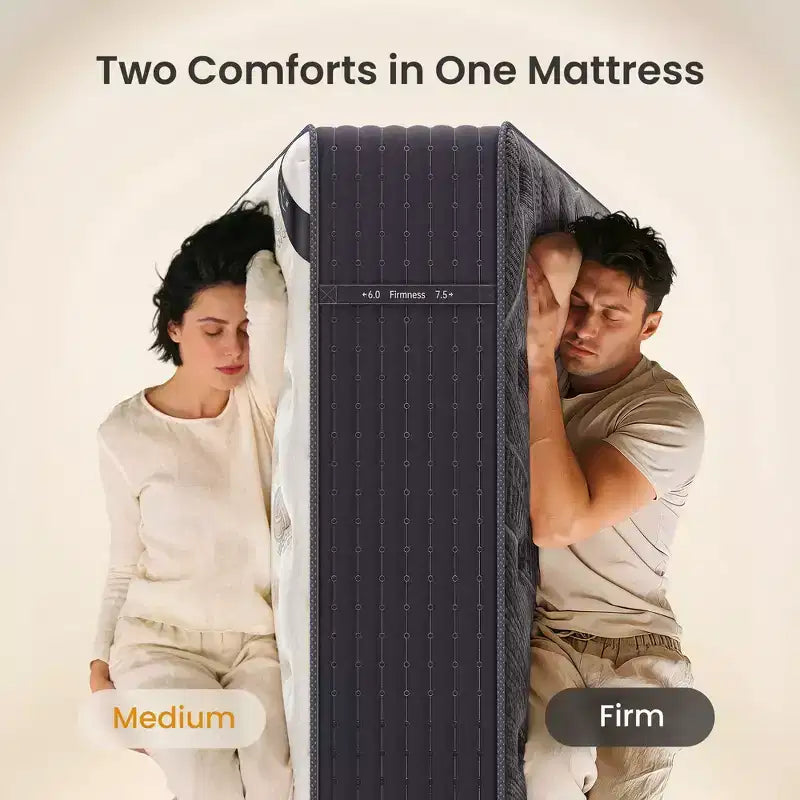 Matelas hybride Swedrea en mousse à mémoire de forme et laine cachemire de densité moyenne, blanc