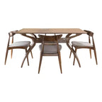 Ensemble de salle à manger 5 pièces en tissu rembourré Christopher Knight Home Brevard Mid-Century Modern