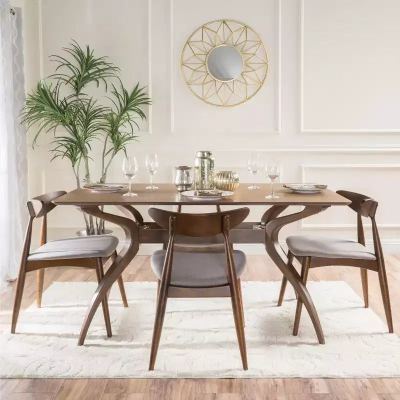 Ensemble de salle à manger 5 pièces en tissu rembourré Christopher Knight Home Brevard Mid-Century Modern