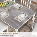 Table de salle à manger de 200 cm pour 6 à 8 personnes, grande table de cuisine rectangulaire avec pieds en acier robustes, meubles de cuisine et de salle à manger industriels aux coins arrondis