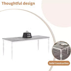 Table de salle à manger de 200 cm pour 6 à 8 personnes, grande table de cuisine rectangulaire avec pieds en acier robustes, meubles de cuisine et de salle à manger industriels aux coins arrondis