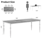 Table de salle à manger de 200 cm pour 6 à 8 personnes, grande table de cuisine rectangulaire avec pieds en acier robustes, meubles de cuisine et de salle à manger industriels aux coins arrondis
