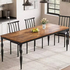 78.7'' Dining Table for 6-8 People, Large Rectangle Kitchen Table with Sturdy Steel Legs, Industrial Round Corners Kitchen and Dining Room Furniture