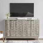 GDFStudio Hwei Modern 55.12'' Storage Cabinet with 4 Diamond-shaped Relief Doors and Adjustable Shelves