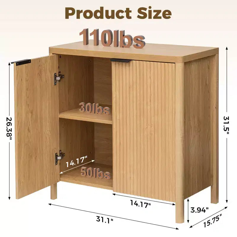 Hommpa 31 Buffet à 2 portes cannelées Meuble de rangement polyvalent pour salle à manger