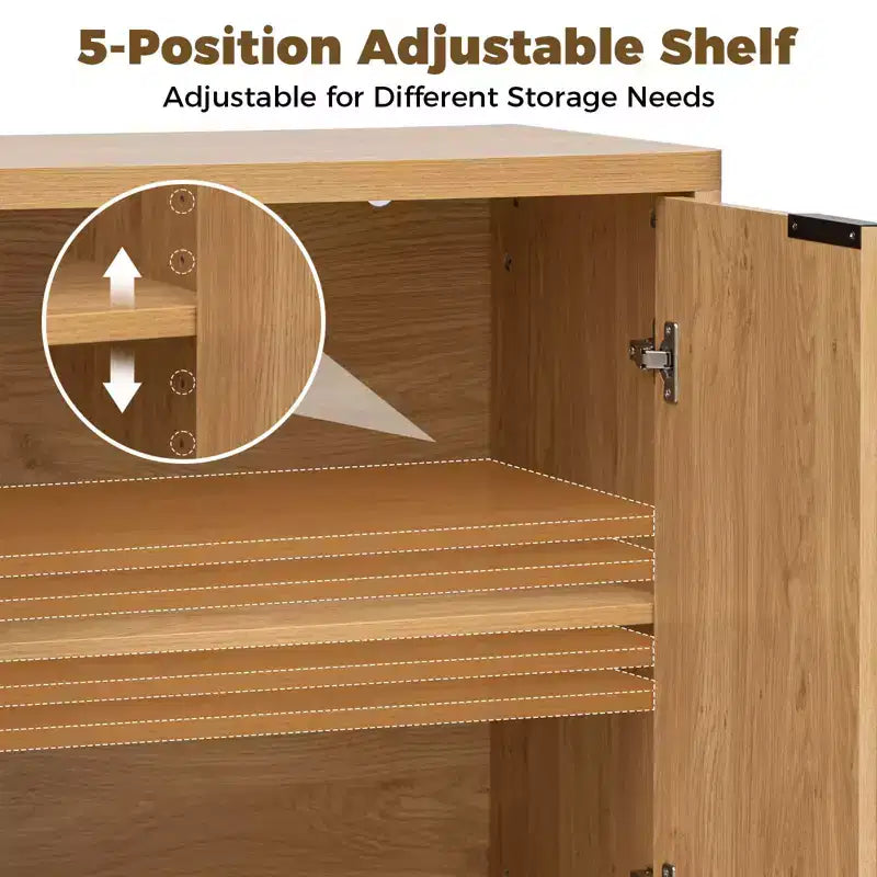 Hommpa 31 Buffet à 2 portes cannelées Meuble de rangement polyvalent pour salle à manger