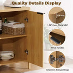Hommpa 31 Buffet à 2 portes cannelées Meuble de rangement polyvalent pour salle à manger